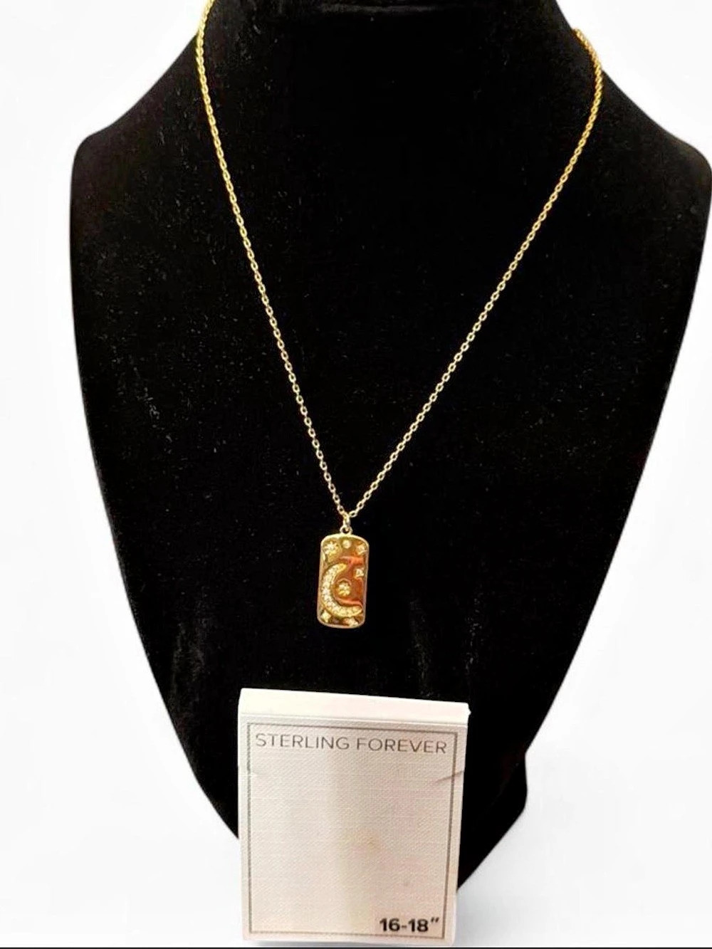 Sterling Forever Celestial Dog Tag Pendant Gold-Tone Pendant Necklace NWT